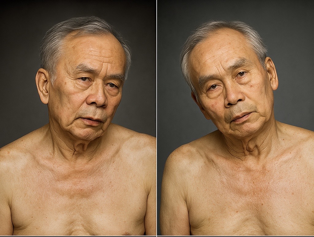 Senhor com distonia cervical