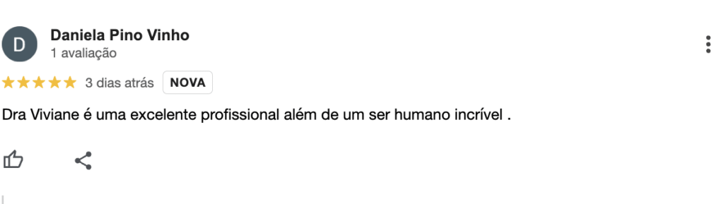 Foto de avaliações dos pacientes sobre o atendimento da Dra Viviane