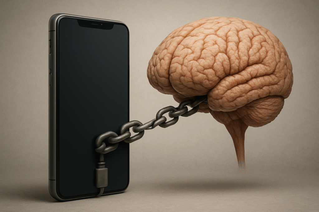 Imagem que demonstra a dependência do nosso cérebro pelo celular para lembrar as coisas