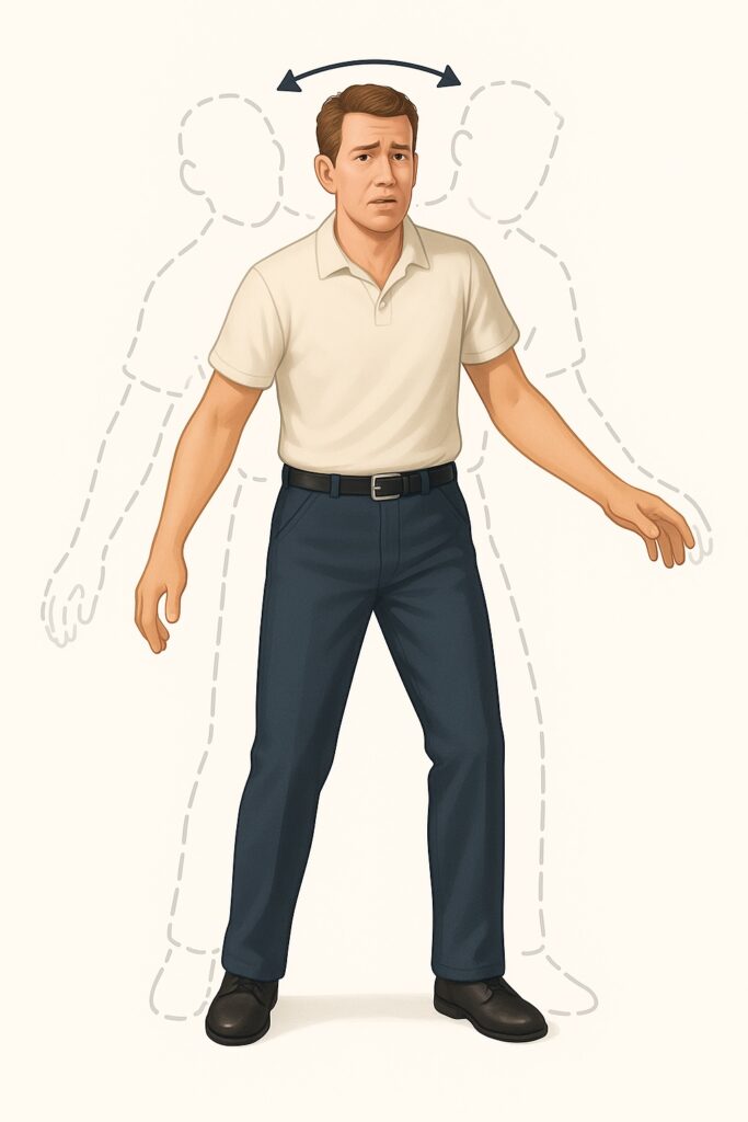 Homem com desequilíbrio por tumor no cerebelo