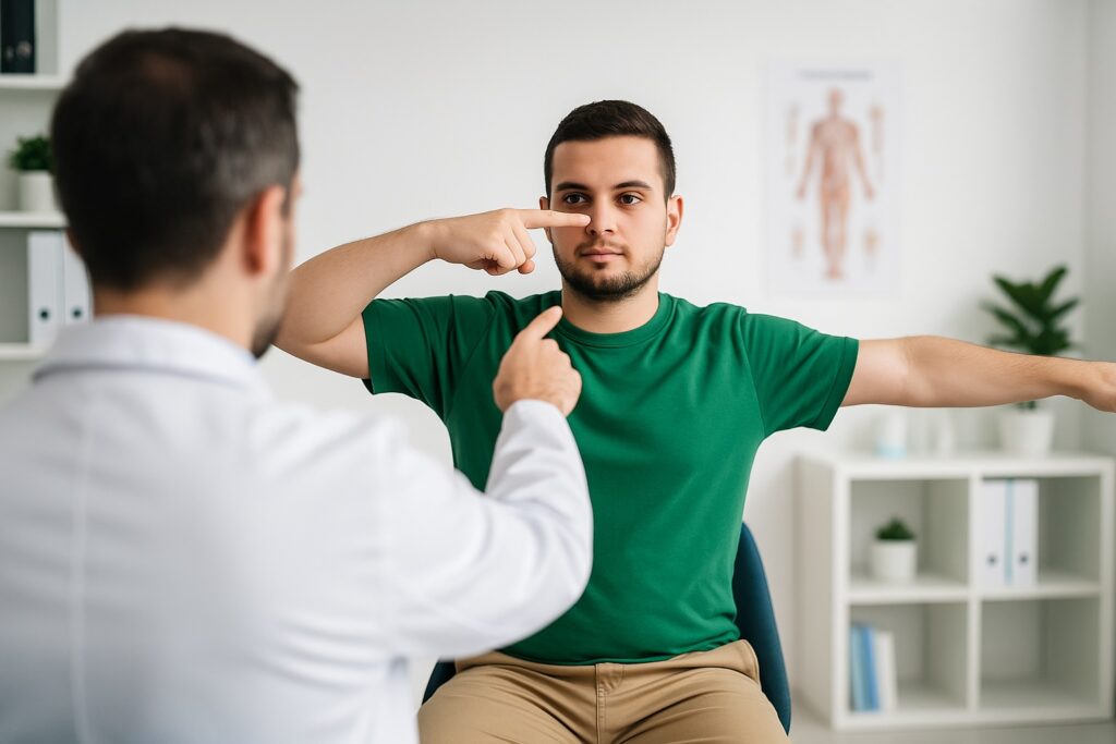 Neurologista examinando paciente com formigamento