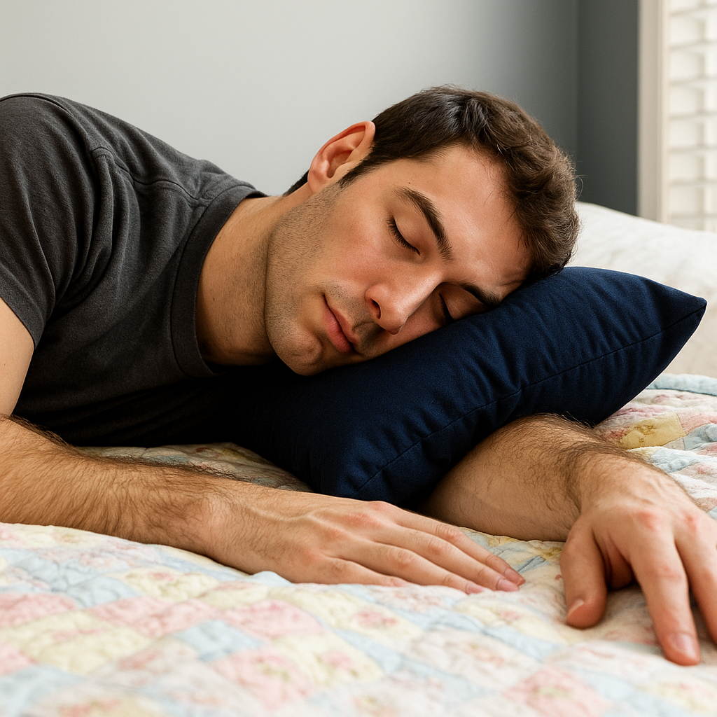 Homem dormindo em cima do braço