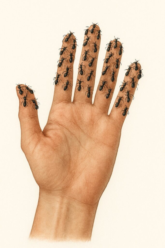 Imagem que ilustra a sensação de formigamento nos dedos da mão