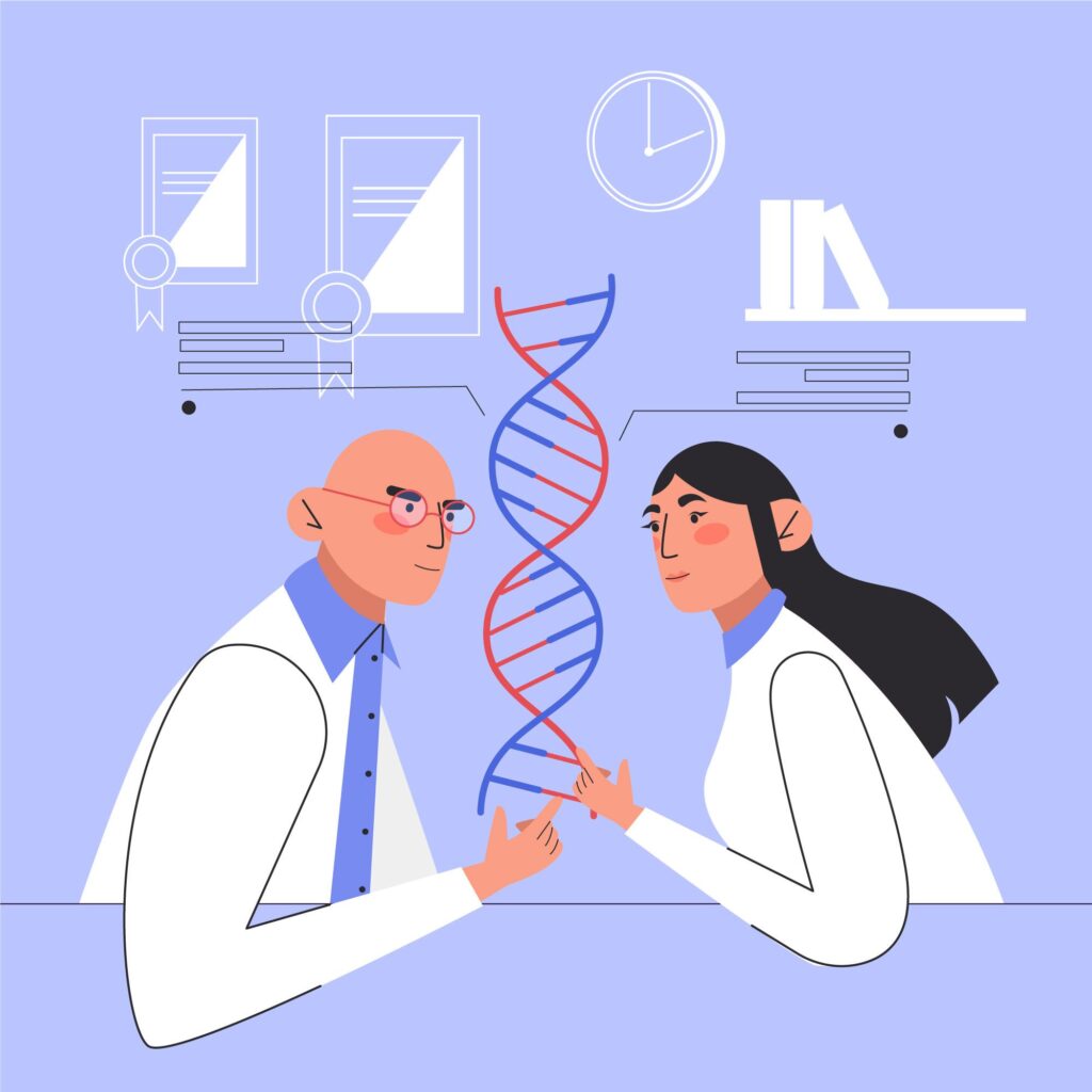 Cientistas estudando a genética do aneurisma