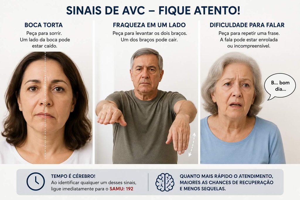 Imagem mostrando sinais de AVC